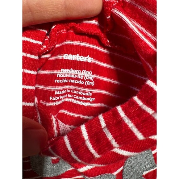 Carters Newborn 0m Red White Striped‎ Hoodie Pants Set HUGS Baby Valentine's Day - Picture 4 of 5